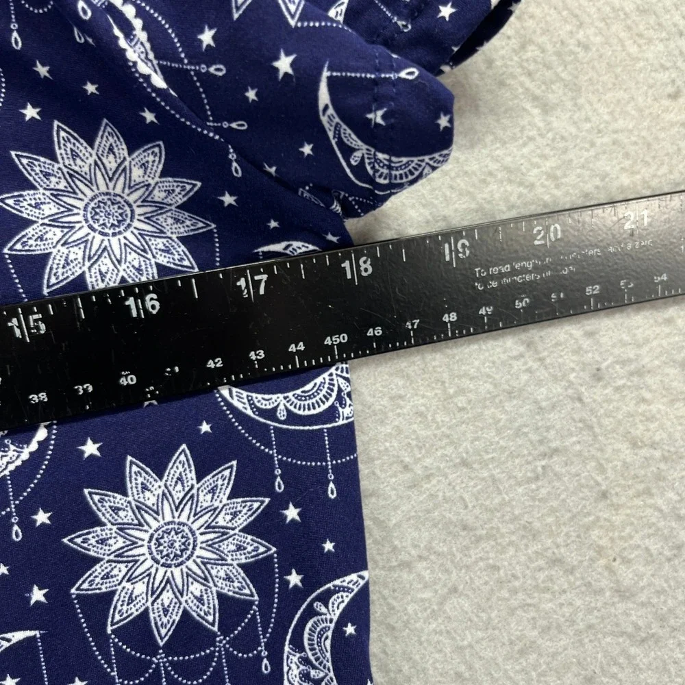 Amanda Blu Pajama Set Womens S/L Blue Moon Star Celestial Lounge Sleepwear PJs
